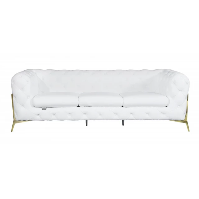 White silver Italian leather sofa with comfortable rectangular studio couch design suitable for events