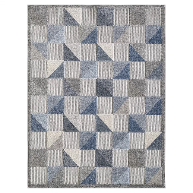 stain resistant indoor outdoor area rug in grey and beige rectangular design