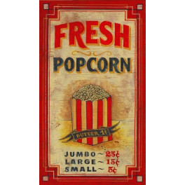 Vintage Fresh Popcorn Advertisement Wall Décor