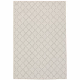 7' x 9' Gray and Ivory Geometric Stain Resistant Indoor Outdoor Area Rug