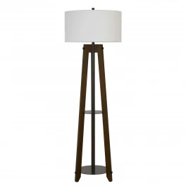 65" Brown Tripod Floor Lamp With White Rectangular Shade