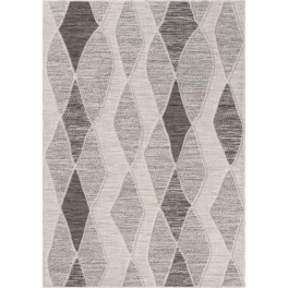 gray geometric indoor outdoor area rug with rectangle and triangle patterns