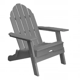 Gray heavy duty plastic Adirondack chair for outdoor patio seating