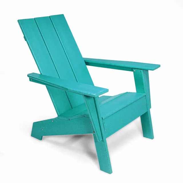 Blue heavy duty plastic Adirondack chair for outdoor patio seating