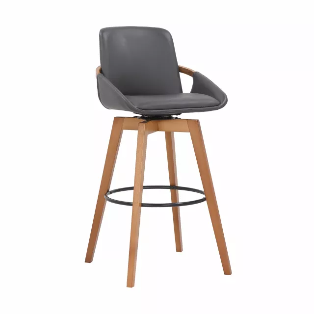 Iron swivel bar height chair with wood and metal composite material for comfort and art design