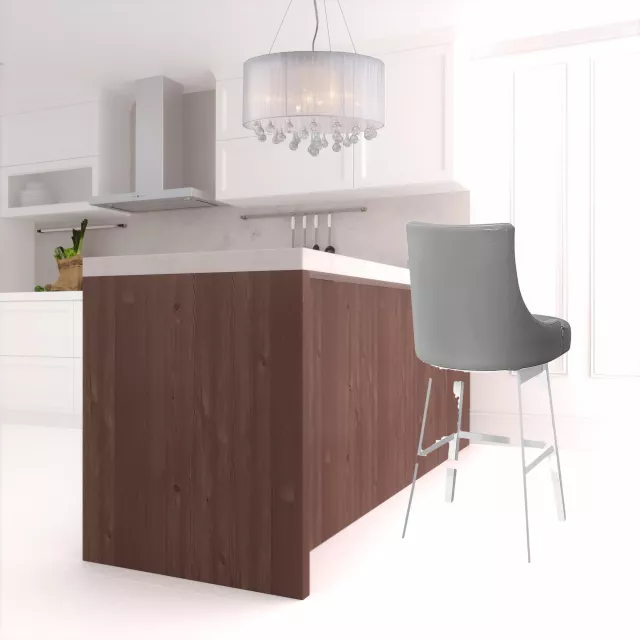 Wood swivel bar height chairs with cabinetry and interior design elements
