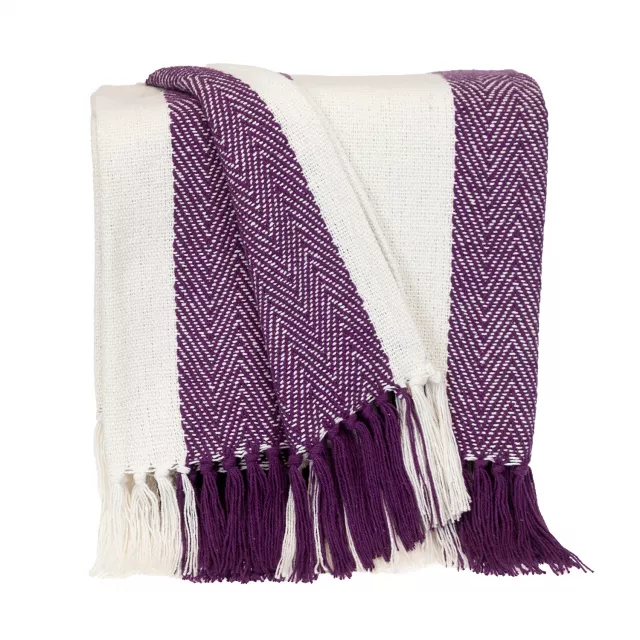Transitional stripe purple rectangle throw with outerwear pattern in violet