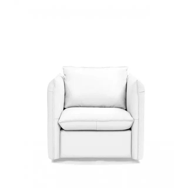 Genuine leather silver swivel accent chair with comfortable pillow in a cozy furniture setting
