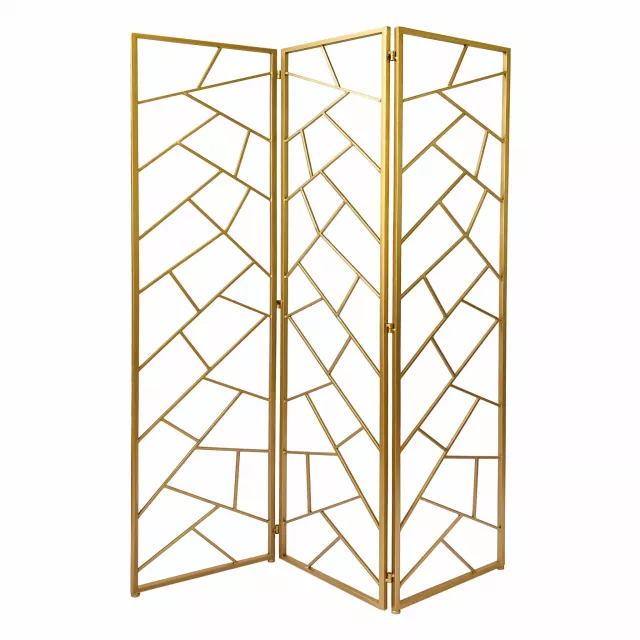 Abstract geo panel room divider screen with symmetrical rectangle and triangle patterns in an artistic drawing style