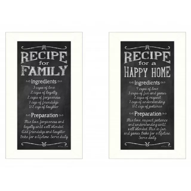 White framed recipe print wall art with elegant typography and minimalist pattern design
