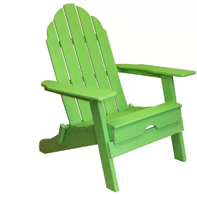 Green heavy duty plastic Adirondack chair for outdoor seating