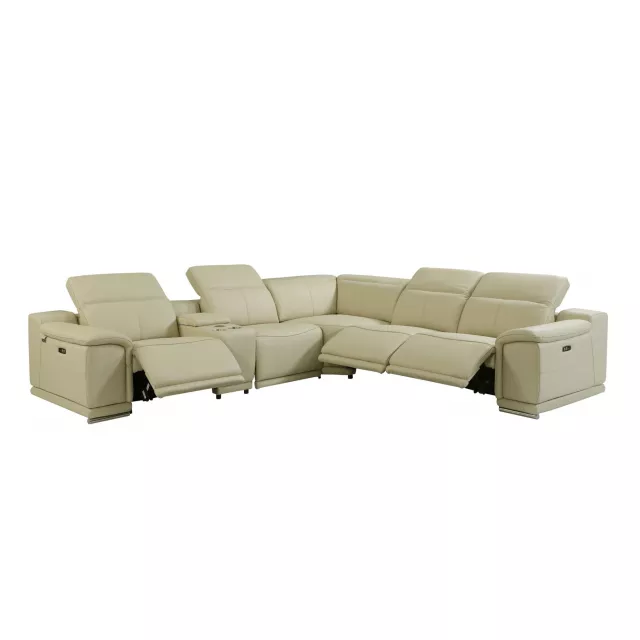 U shaped six corner sectional console in brown and beige with comfortable rectangle studio couch design