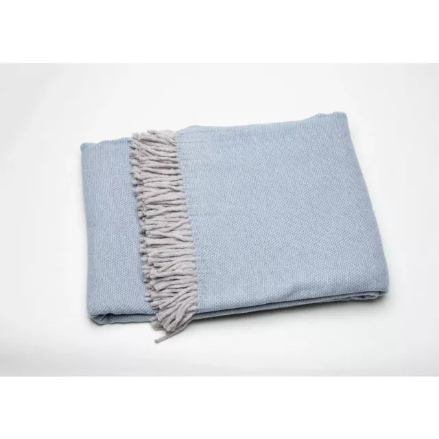 Blue mini dot fringed throw blanket displayed as a rectangle