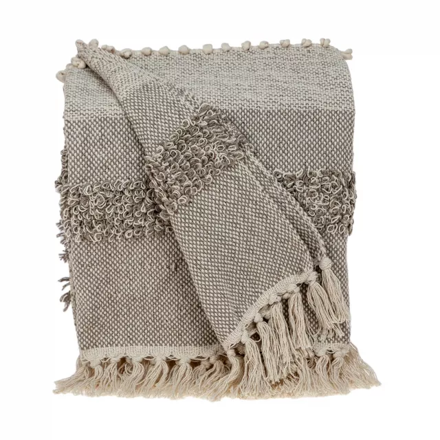 Beige woven wool solid reversible throw showcasing creative arts pattern for home linens