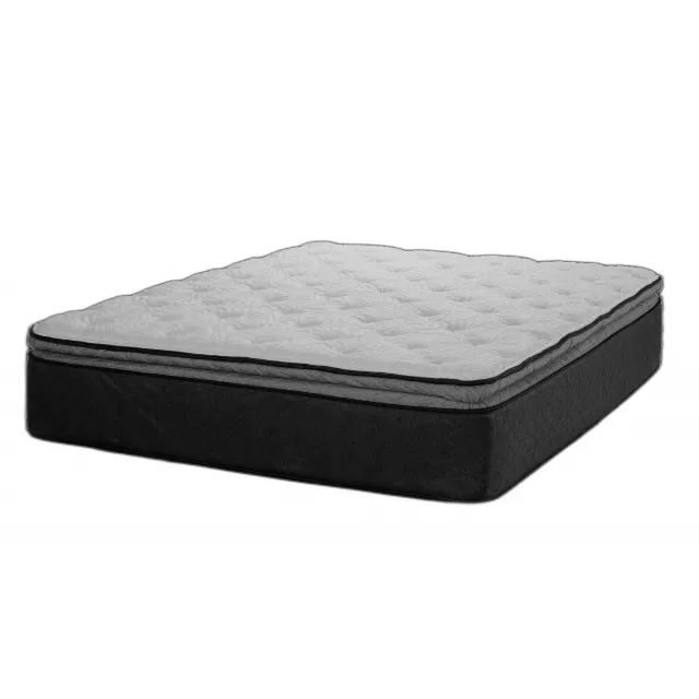 Twin XL plush pillowtop hybrid mattress with a wooden textured base and comfort design