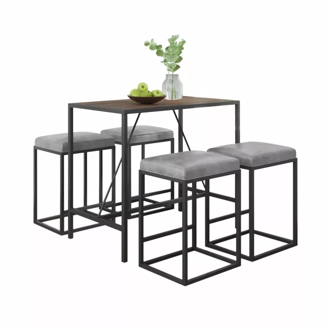 Modern Geo Grey Walnut Five Bar Coffee Table Wood Furniture Rectangle Design
