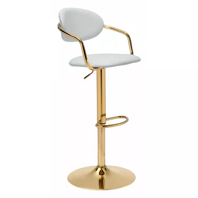 Low back counter height bar chair in white with metal and wood elements artful balance