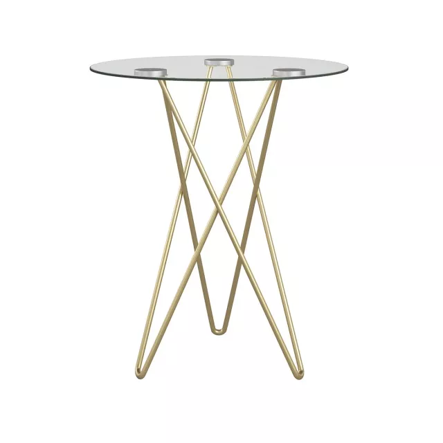 Geometric clear glass gold round table with modern outdoor furniture design