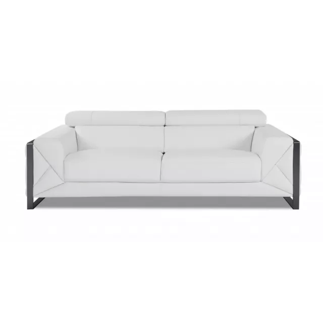 White silver Italian leather sofa offering comfort and modern style in furniture design