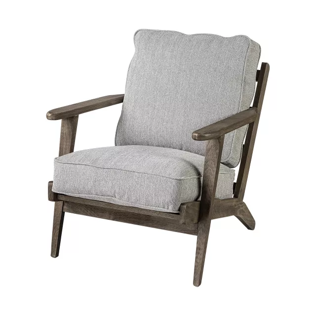 Wrapped honey wooden frame accent chair with armrests for comfortable seating in hardwood