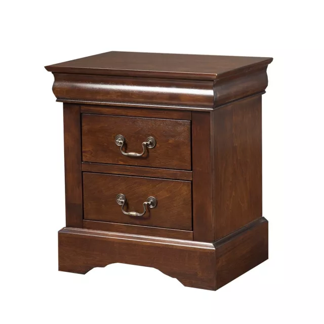 Solid wood cappuccino nightstand with drawers and cabinetry design for bedroom furniture