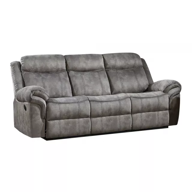 Gray black velvet reclining USB sofa with comfortable cushioning and modern design