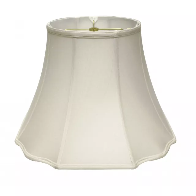 White Octagon Monay Shantung Lampshade with Peach Pattern and Metal Ceiling Fixture