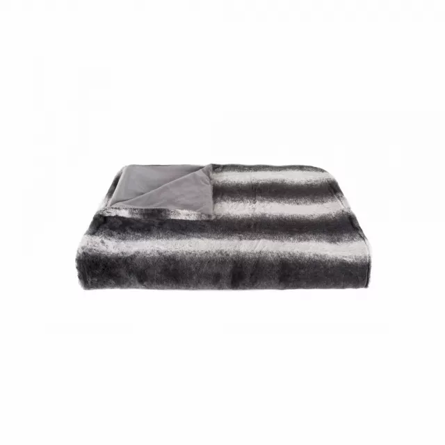 Charcoal woven acrylic striped plush throw displayed as a fashionable automotive accessory