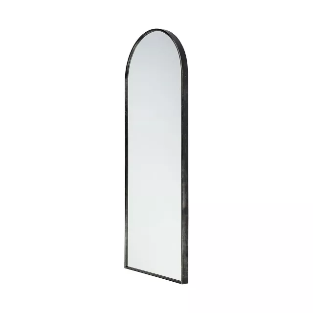 Arch black metal frame wall mirror for home decor with rectangular shape and line art design
