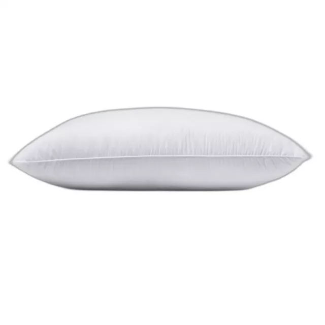 Premium Lux Down Queen Medium Pillow in white with fashion accessory-inspired design