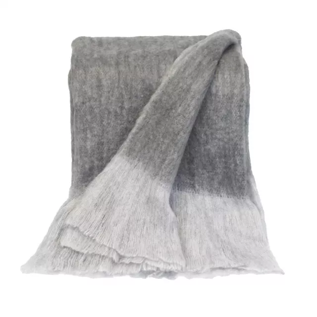 Soft subtle gray handloomed throw blanket in woolen material for comfort and warmth