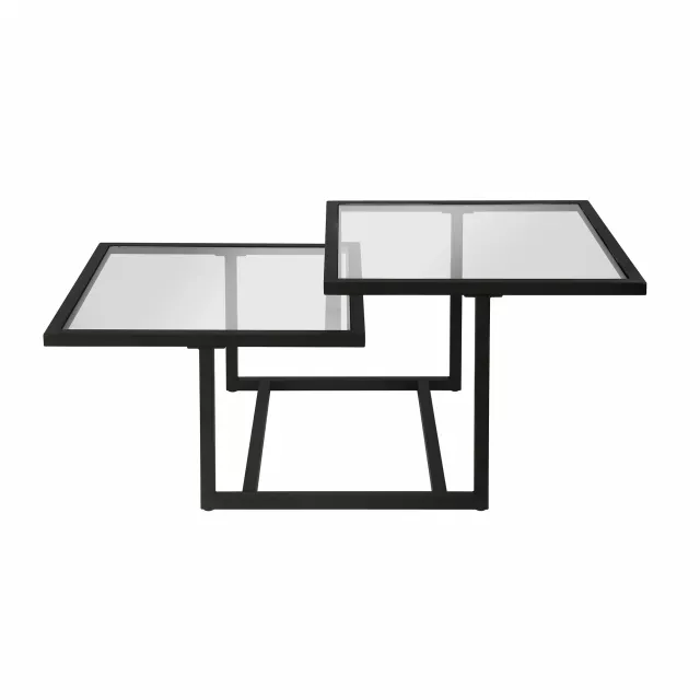 Glass steel square coffee table with shelves and modern outdoor furniture design