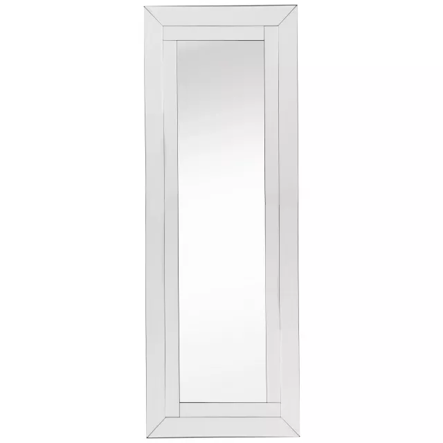 Silver classic full length mirror with wooden and metal elements in a rectangular pattern