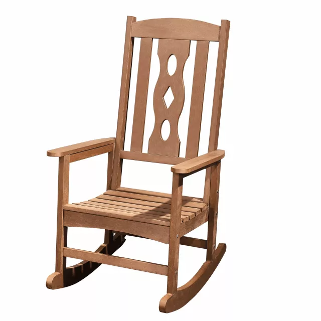 Brown heavy duty plastic rocking chair for outdoor or indoor use