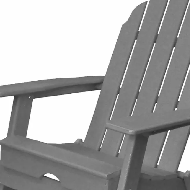 gray heavy duty plastic Adirondack chair for outdoor patio seating