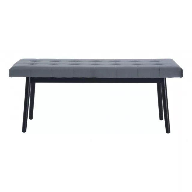 Gray black upholstered velvet bench for modern home decor