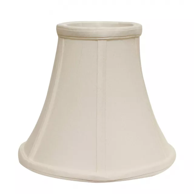 White premium bell monay shantung lampshade with metal accents and patterned design