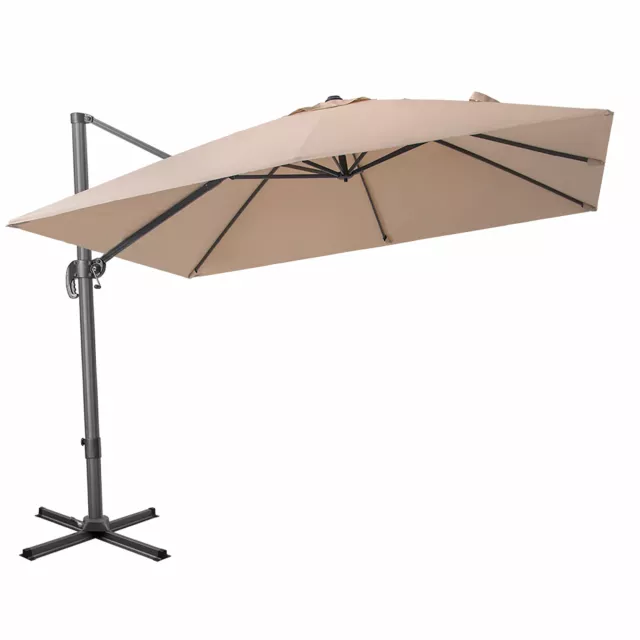 Square tilt cantilever patio umbrella stand providing shade with a fashionable rectangular design for outdoor recreation