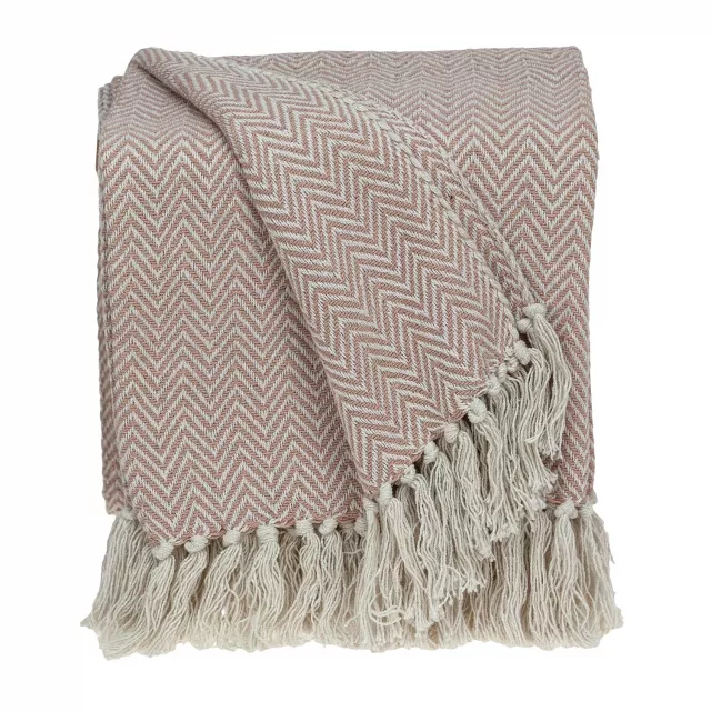 Pink woven cotton solid reversable throw with woolen pattern and beige outerwear sleeve design for creative arts