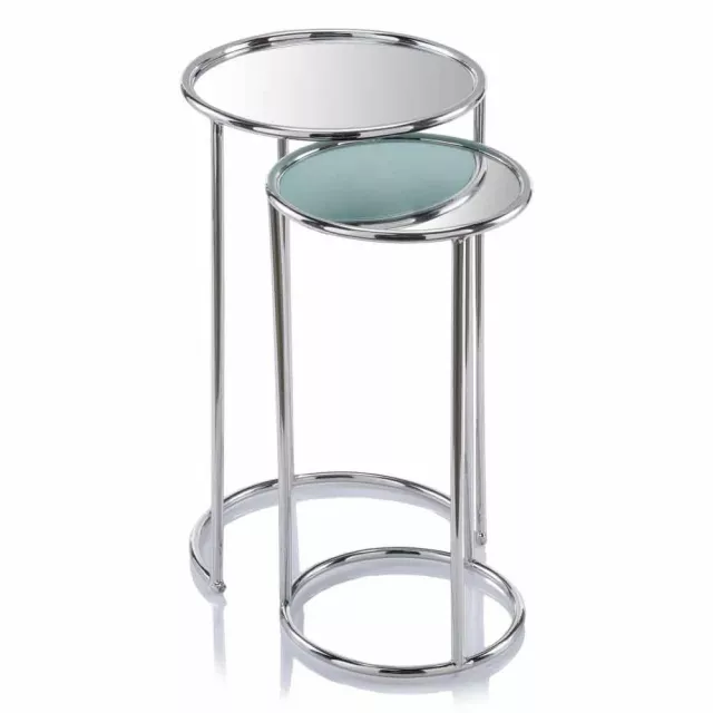 Silver aluminum round end table in a modern design