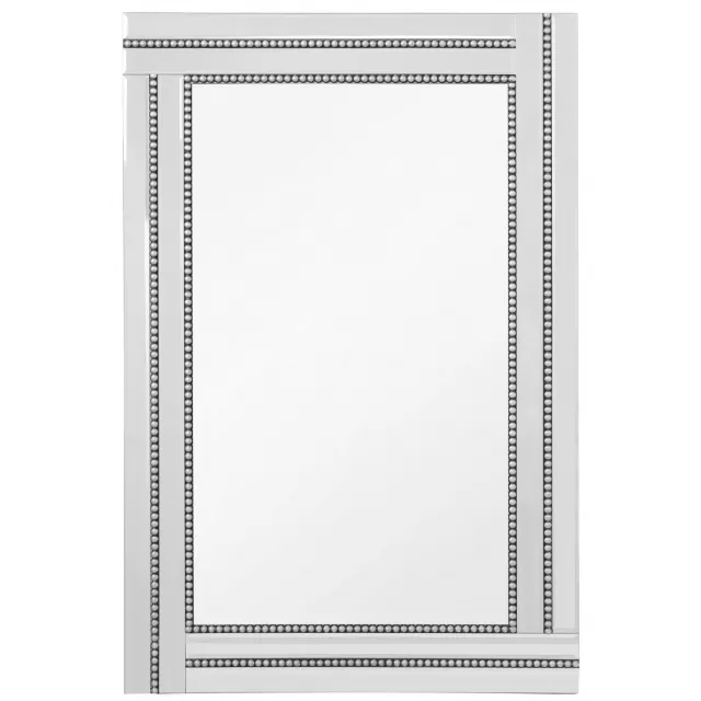Silver beaded frame mirror in rectangle shape for home decor