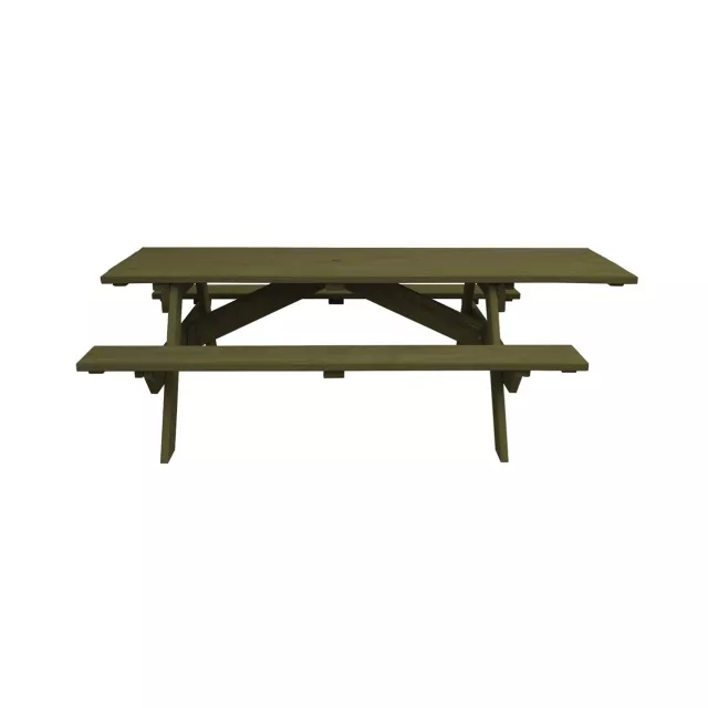 Wood outdoor picnic table with umbrella hole and rectangle design