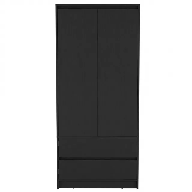 Black modern style combo dresser with multiple drawers for bedroom storage