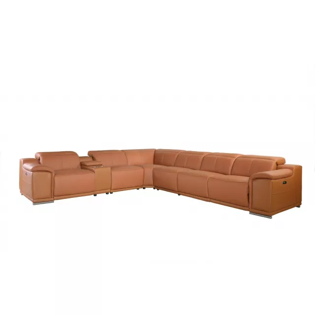 U-shaped brown sectional with console