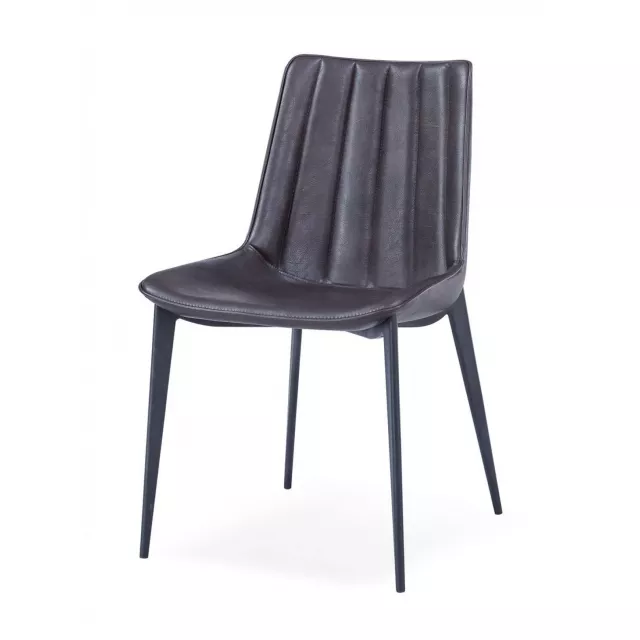 Brown black modern dining chairs with metal and natural material