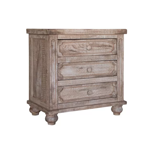 Wood brown drawer nightstand with chest of drawers and wood stain finish