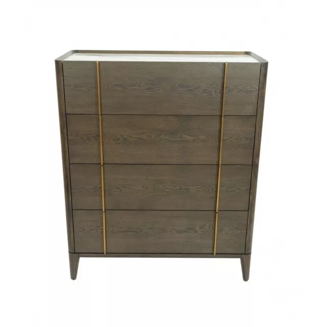 Gold solid wood four drawer dresser in elegant design