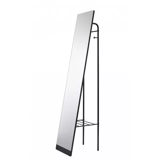 Black floor mirror product image with a triangle drawing and balance theme