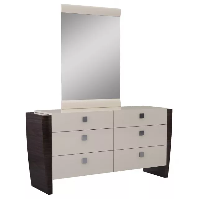 Refined beige high gloss dresser in a contemporary style for bedroom furniture