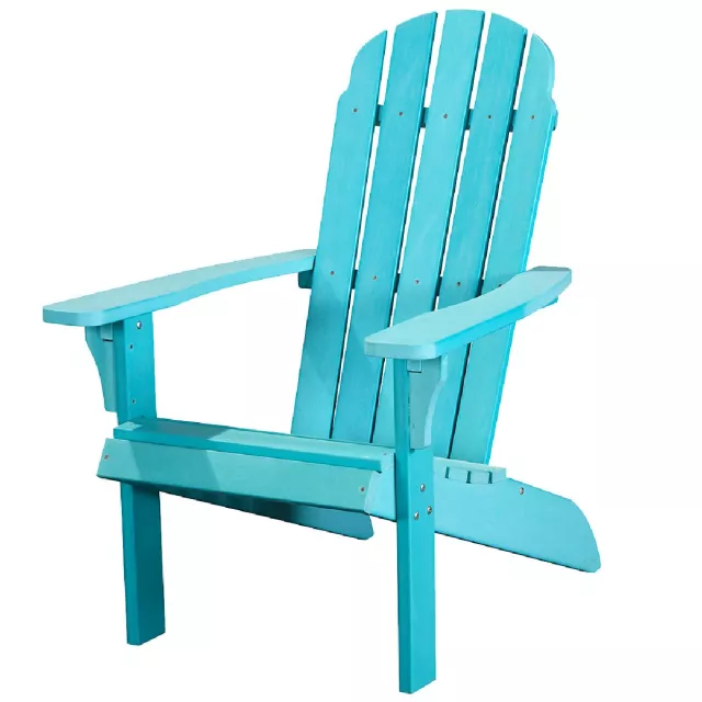 Blue heavy duty plastic Adirondack chair for outdoor patio seating